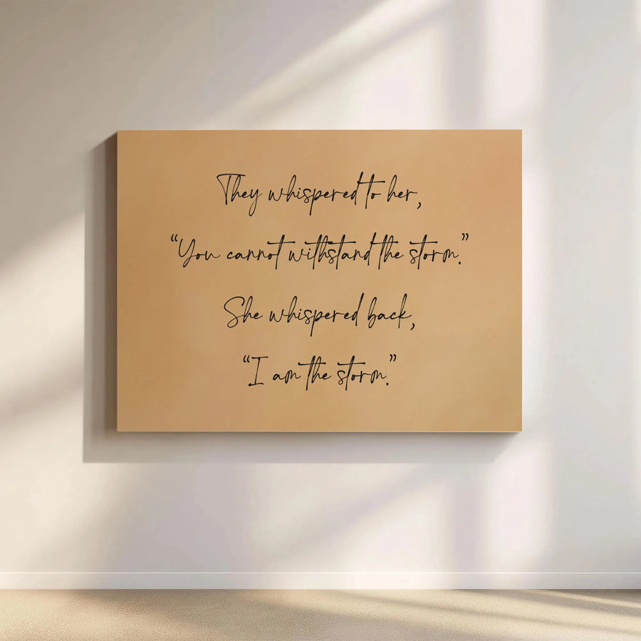 I Am The Storm Canvas Wall Art | Minimalist Inspirational Quote | Premium 1.25" Thick Canvas | Empowerment Decor Gift for Women