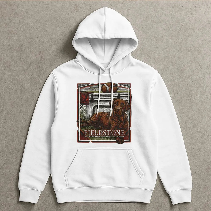 Chocolate Labrador Hoodie | Football Tailgate Dog Graphic | Premium Cotton Blend | Gift For Dog Lovers And Sports Fans