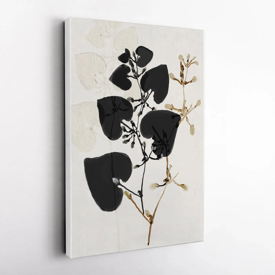 Minimalist Botanical Canvas Art | Abstract Black and White Plant Print | Premium Gallery Wrapped Canvas | Modern Living Room Wall Decor