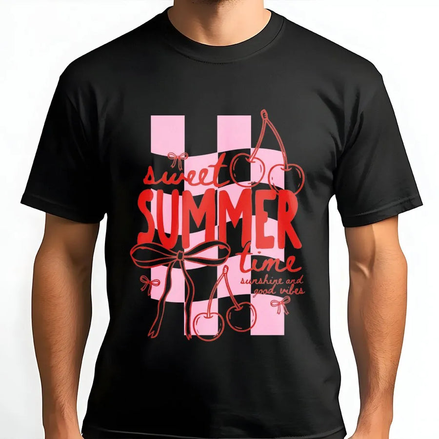 Coquette Cherry T-Shirt | Sweet Summer Time Graphic Print | Premium Soft Blend | Aesthetic Vacation Gift for Her