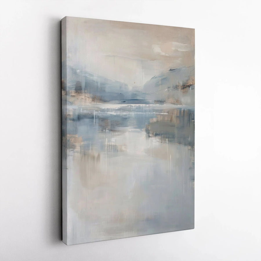 Abstract Blue And Beige Landscape Canvas Print | Modern Coastal Wall Art | Gallery Quality 1.25 Inch Thick | Minimalist Home Decor Gift