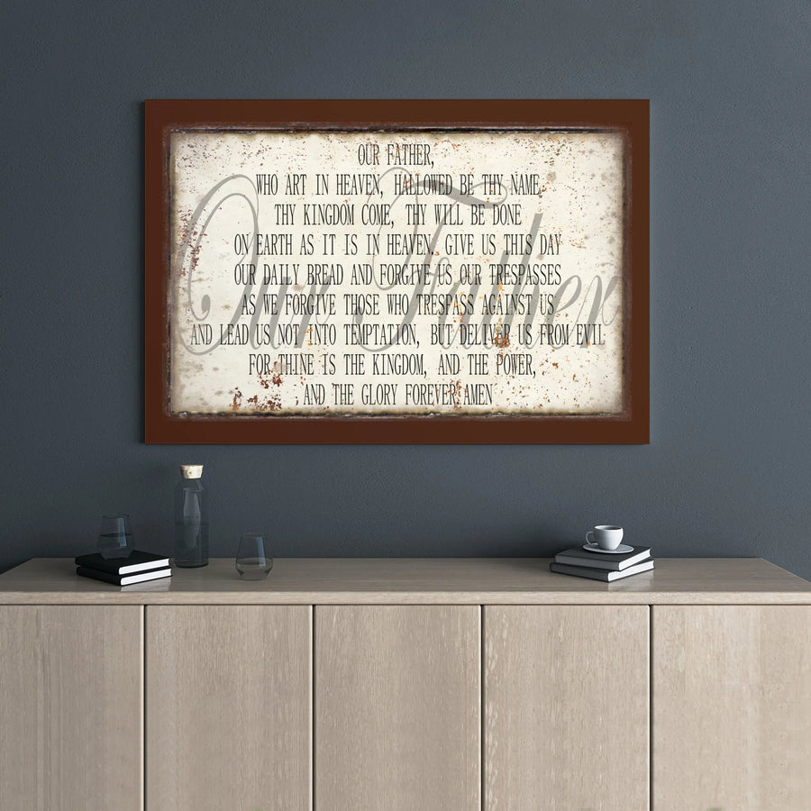 The Lord's Prayer Canvas Print | Rustic Farmhouse Wall Art | Gallery Wrapped Religious Decor | Christian Gift for Home & Office
