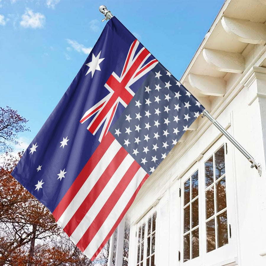 USA Australia Split Flag | Dual Heritage Banner | Weather-Resistant Premium Polyester | Patriotic House Decor Gift