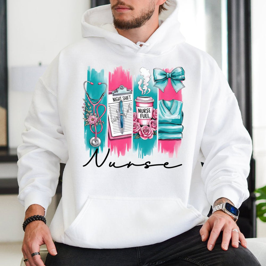 Nurse Hoodie | Coquette Nursing Life Floral Design | Premium Cotton Blend | Perfect Gift for Nurses and Nursing Students