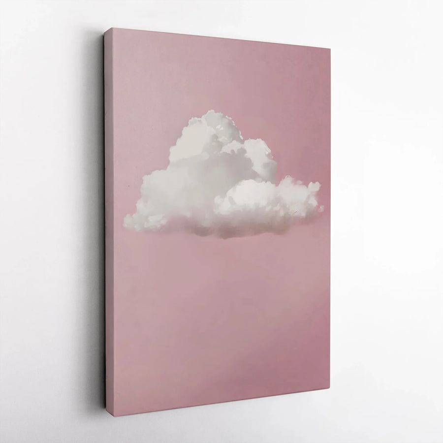 Cloud Wall Art Print | Minimalist Dusty Pink Sky Aesthetic | Gallery Wrapped Premium Canvas | Modern Bedroom Home Decor Gift