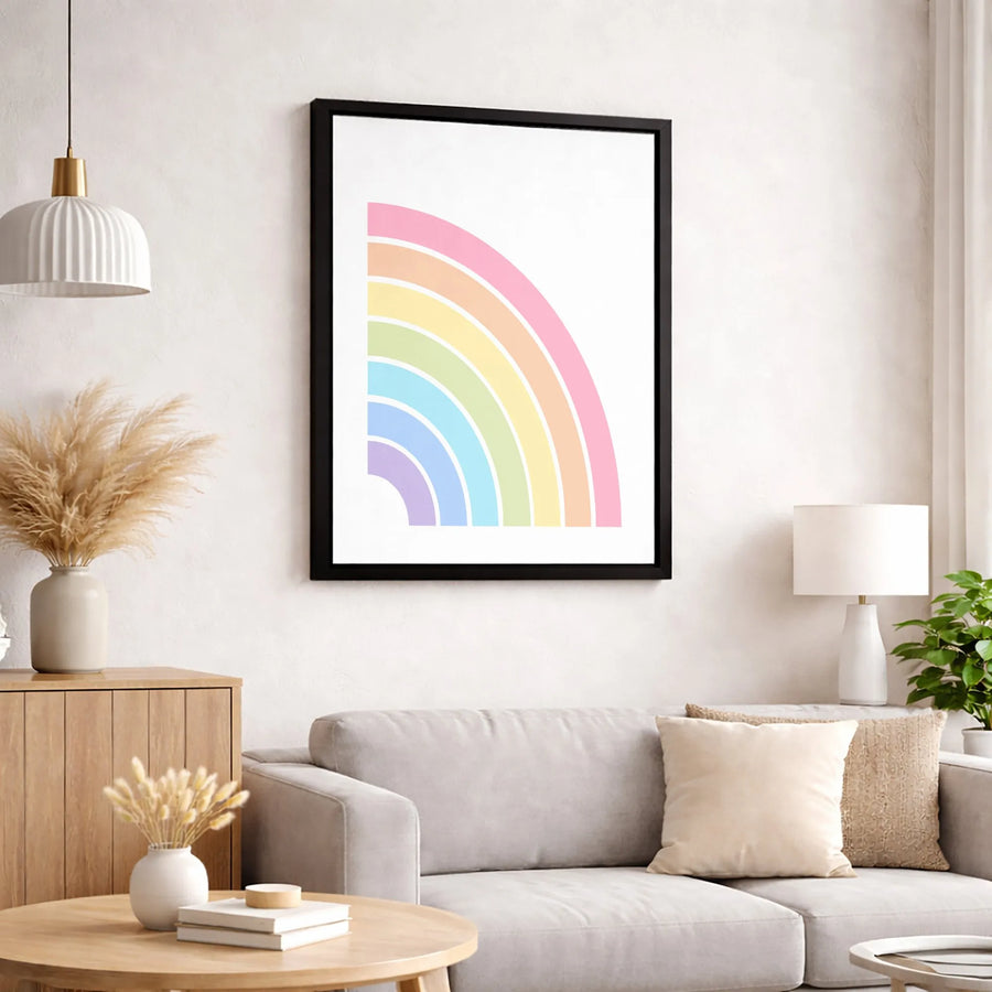 Pastel Rainbow Wall Art | Minimalist Geometric Corner Arch Canvas Print | Gallery Quality Premium Decor | Nursery or Modern Home Aesthetic
