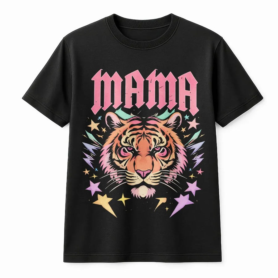 Mama Tiger T-Shirt | Wild Animal Graphic Mom Tee | Premium 100% Cotton Apparel | Badass Mom Gift for Mother Day