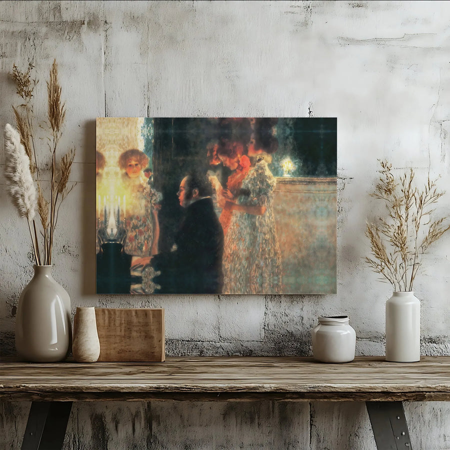 Gustav Klimt Schubert at the Piano Canvas Wall Art | Classical Music Fine Art Print | Premium 1.25" Gallery Wrap | Gift for Musician Home Decor