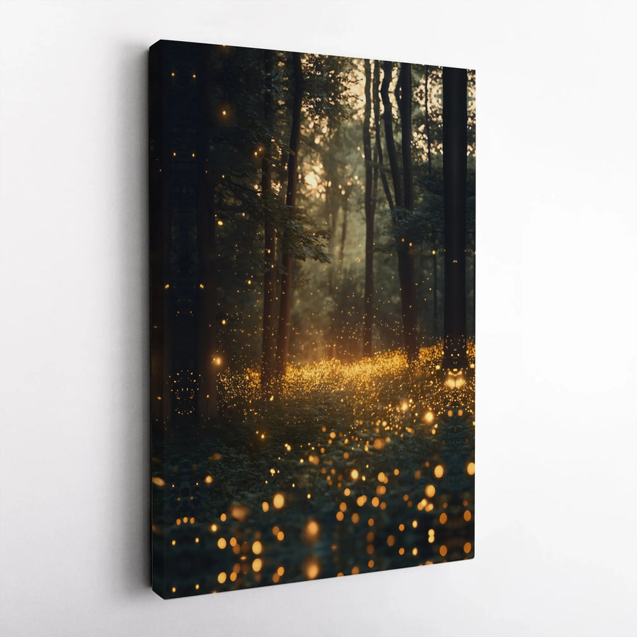 Enchanted Forest Canvas Print | Glowing Fireflies Nature Wall Art | 1.25-Inch Gallery Wrap Premium Decor | Magical Woodland Home Gift