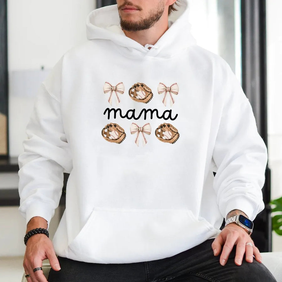 Baseball Mama Hoodie | Coquette Game Day Tee with Bows Graphic | Soft Comfort Colors Cotton | Baseball Season Gift for Sport Mom