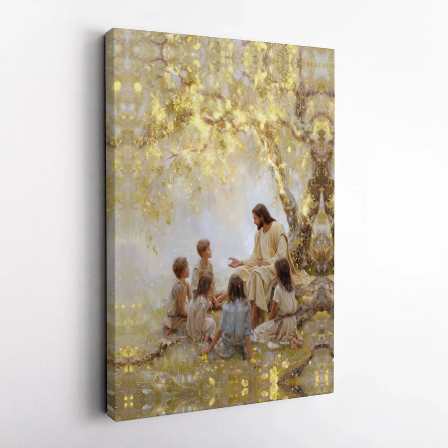 Jesus Teaching Children Canvas Print | Spiritual Bible Story Art | Premium Gallery Wrapped Canvas | Christian Home Decor Gift