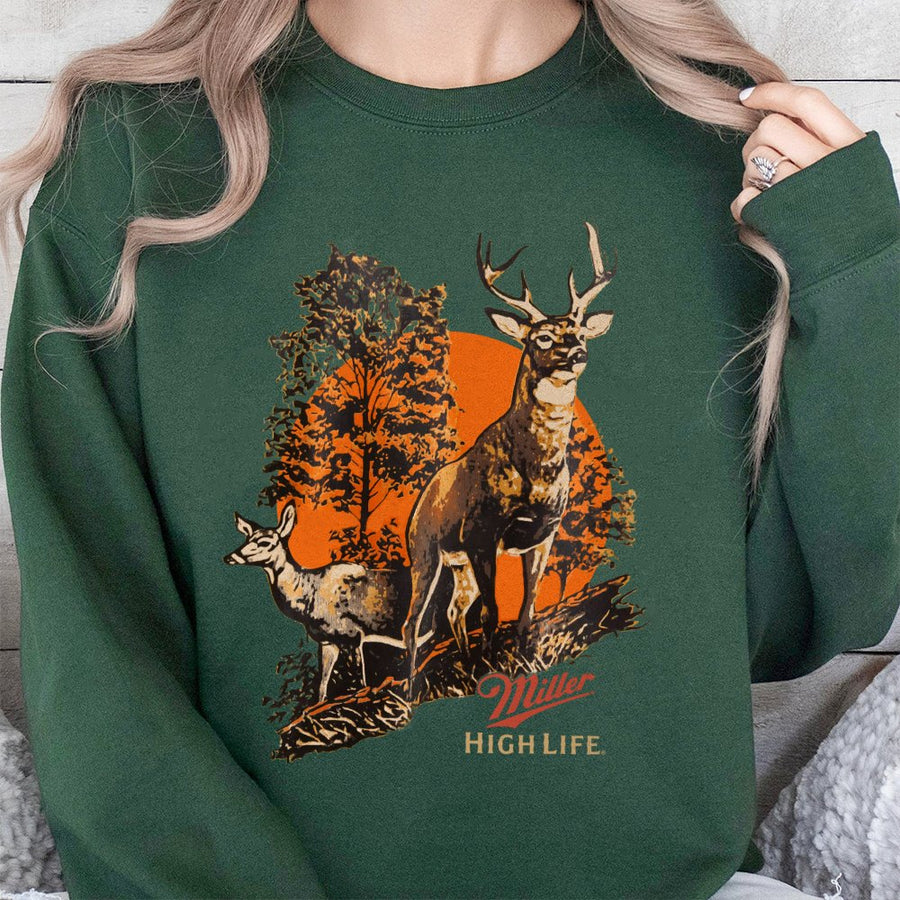 Miller High Life Graphic Sweatshirt Unisex Deer Hunting Sweatshirt For Men And Women Casual  Top Perfect For Outdoor