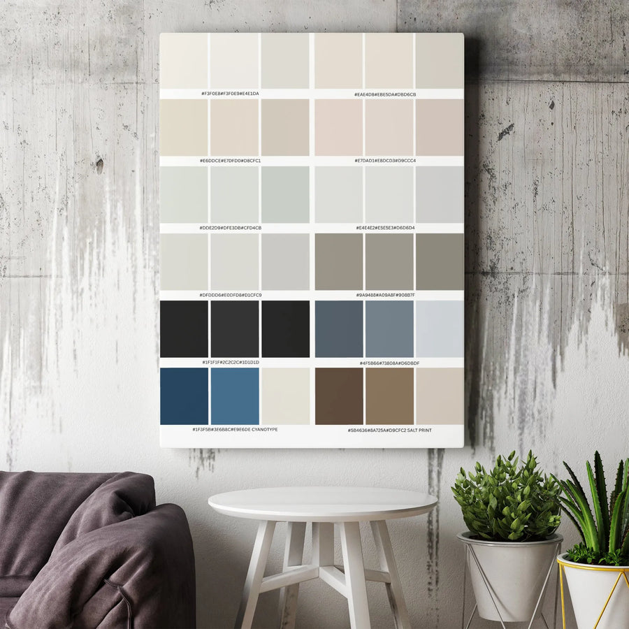 Designer Color Palette Vertical Canvas | Modern Color Swatch Chart with HEX Codes | Premium Gallery Wrap Canvas | Gift for Graphic Designer & Artist