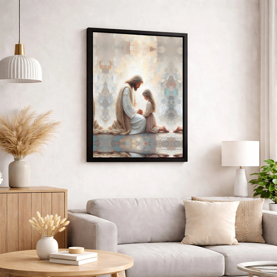 Jesus Praying With Child Canvas Print | Religious Impressionist Wall Art | Premium Gallery-Wrapped Decor | Faithful Christian Gift For Home