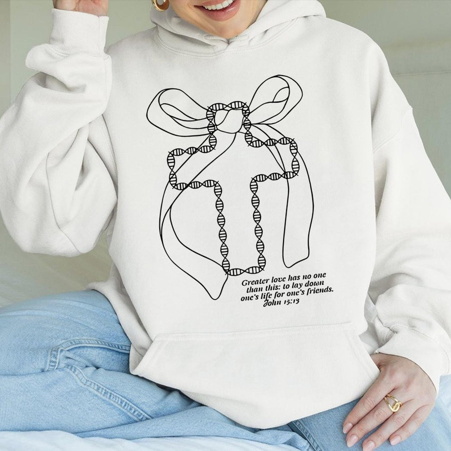 Christian Cross Hoodie | DNA Helix Bible Verse Scripture | Cotton Blend Premium Sweatshirt | Faith Based Gift For Men And Women