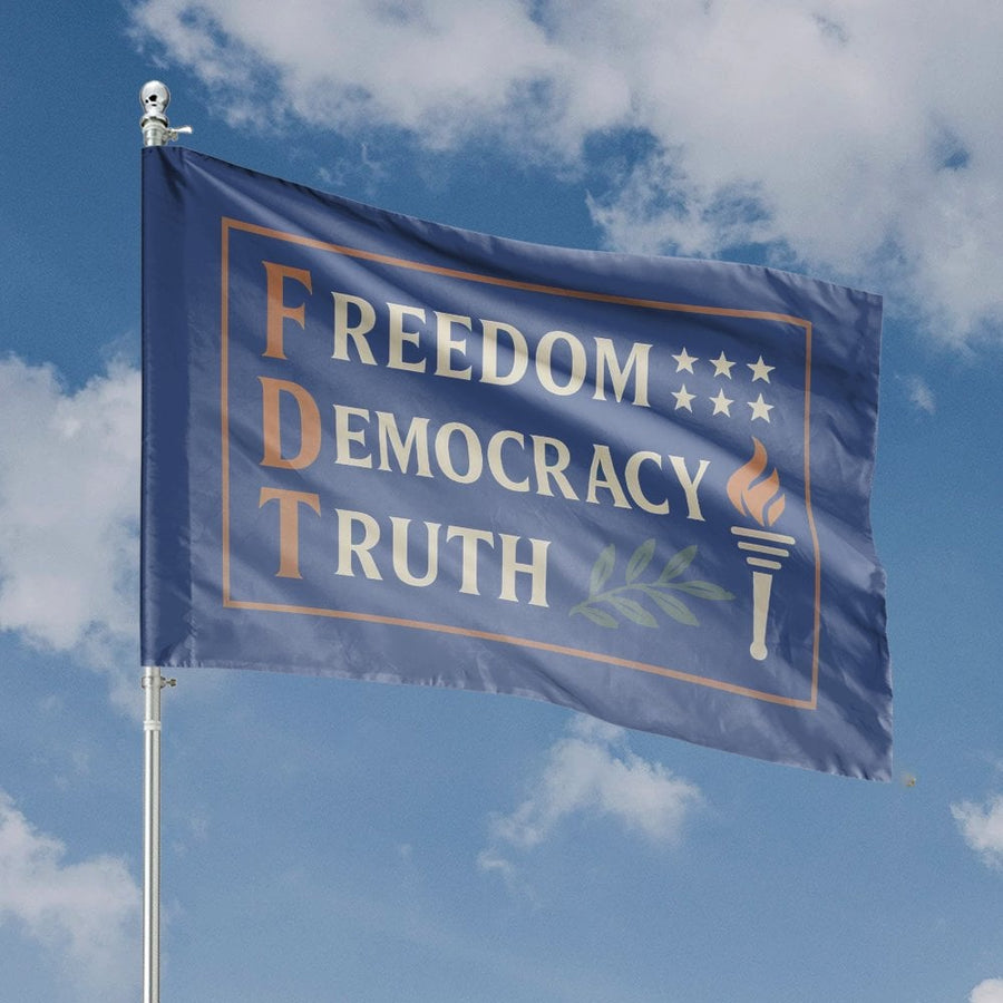 Freedom Democracy Truth House Flag | Patriotic Torch & Olive Branch Design | Premium Fade-Resistant Polyester | Outdoor Garden Decor Gift