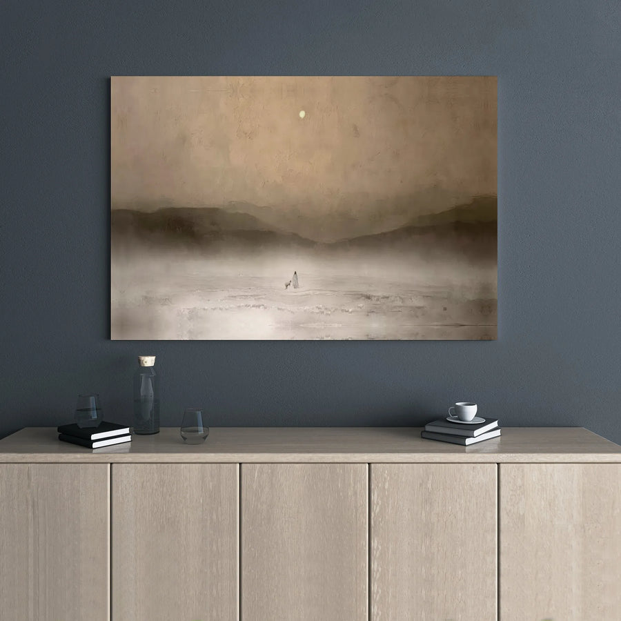 Misty Mountain Landscape Canvas | Atmospheric Silhouette Art Print | Premium 1.25 Inch Gallery Wrap | Calming Minimalist Home Decor Gift