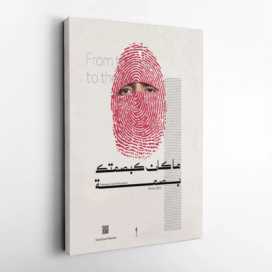 Palestine Awareness Canvas Print | Red Fingerprint Activist Art | Premium Gallery-Wrapped Wall Decor | Meaningful Human Rights Statement Gift