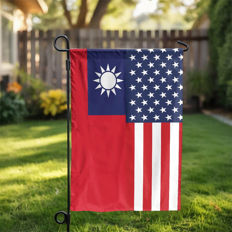 Taiwan American Flag | Dual Nationality Patriotic Garden Banner | Weather-Resistant Polyester Decor | Double-Sided Outdoor Gift