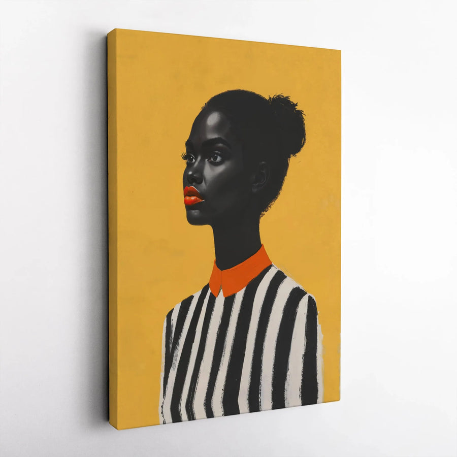 Black Woman Portrait Canvas Art | Modern Minimalist Wall Decor | Premium Fade-Resistant Print | Elegant Home Office Gift Idea