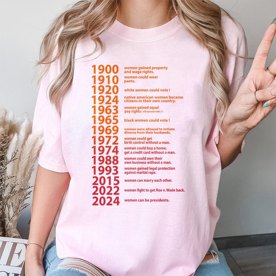 Women's Rights Timeline T-Shirt | Historical Progress Feminist Graphic Tee | 100% Cotton Premium Soft Shirt | Gift for Equality Advocate Activist
