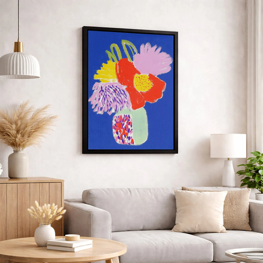 Abstract Floral Bouquet Canvas Print | Vibrant Modern Botanical Wall Art | Premium Gallery-Wrapped Quality | Colorful Home Decor Gift