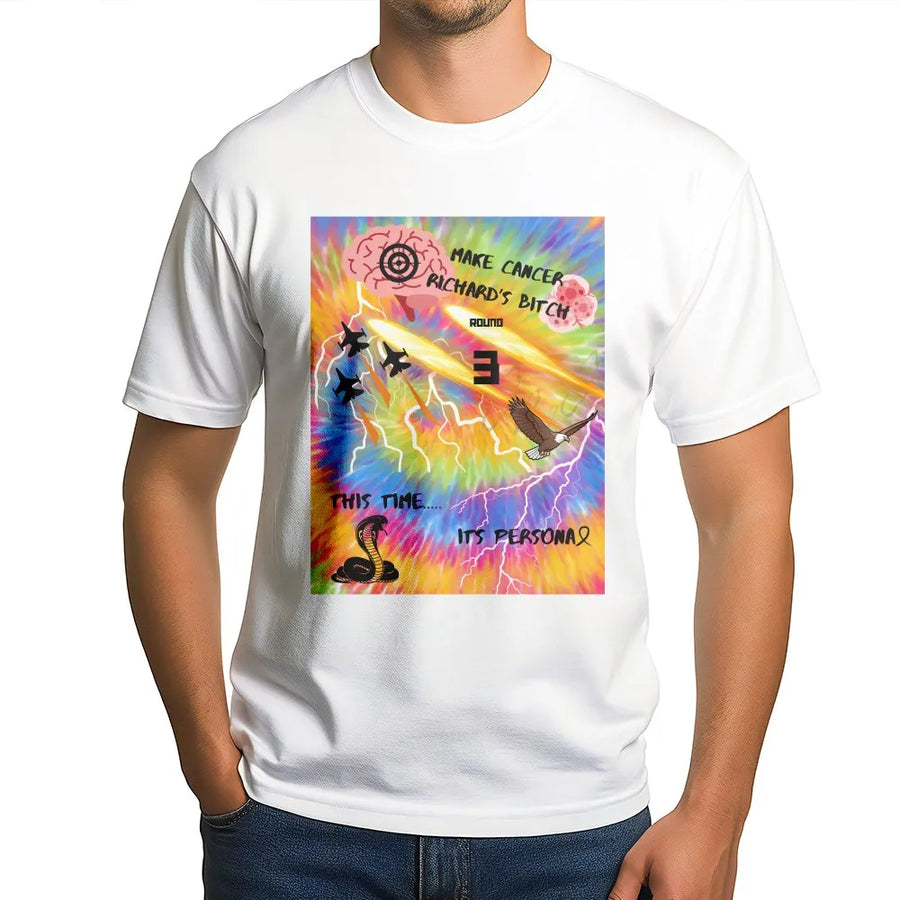 Cancer Fighter T-Shirt | Aggressive Tie Dye Graphic | Soft Cotton Blend | Support Gift for Chemo Warrior
