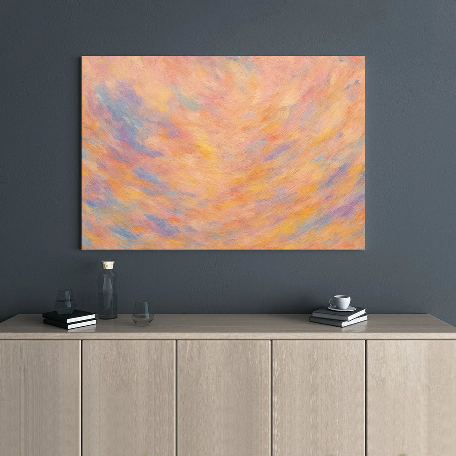 Abstract Pastel Canvas Wall Art | Soft Pink Blue Yellow Brushstrokes | Premium Gallery Wrap Print | Modern Living Room Decor
