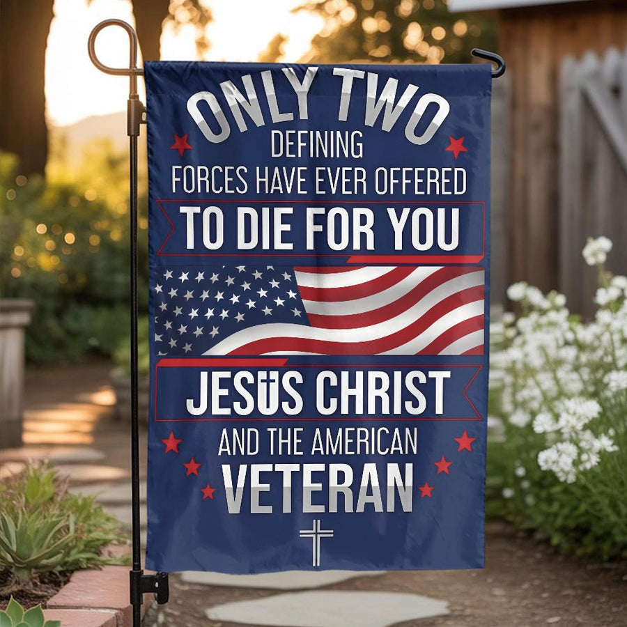 American Veteran Garden Flag | Religious Patriotic Yard Decor | Premium Weather-Resistant Polyester | Gift for Military Families and Veterans