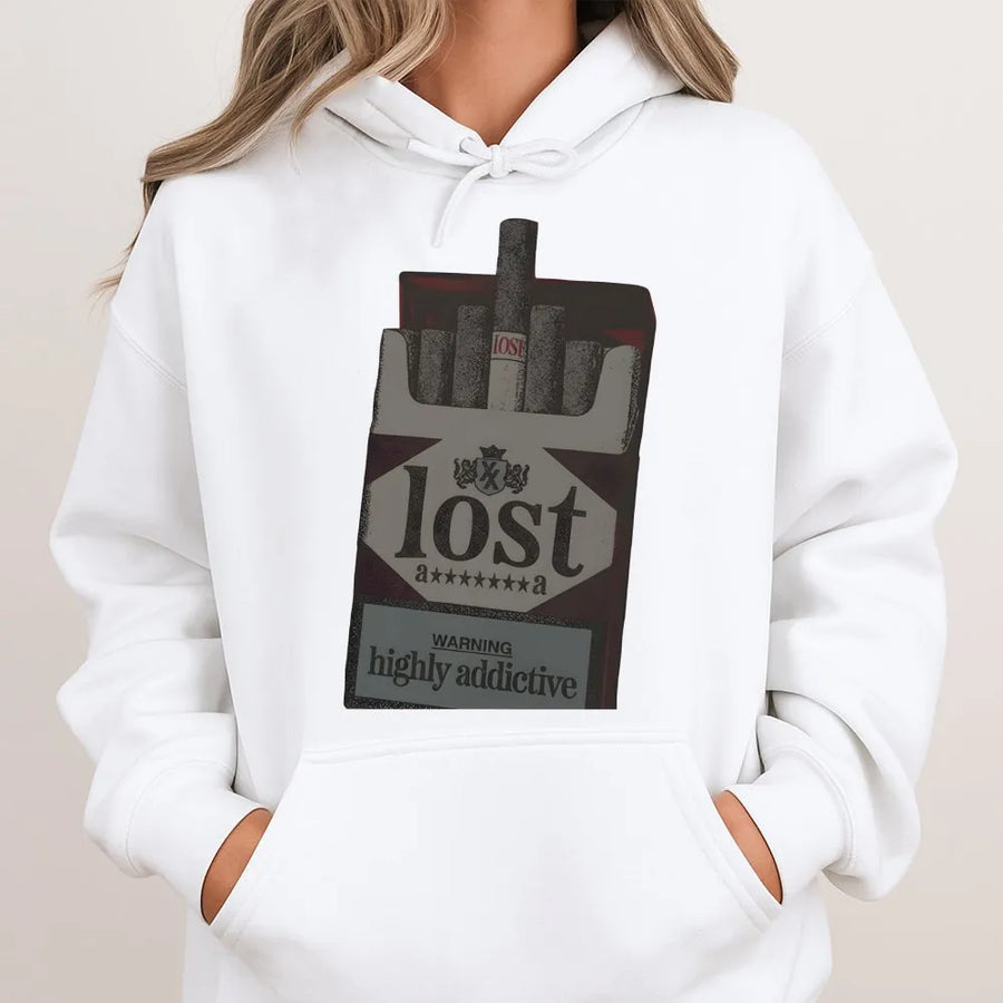Lost Highly Addictive Cigarette Hoodie | Retro Grunge Graphic Print | Premium Cotton Blend | Edgy Streetwear Gift For Teens & Adults
