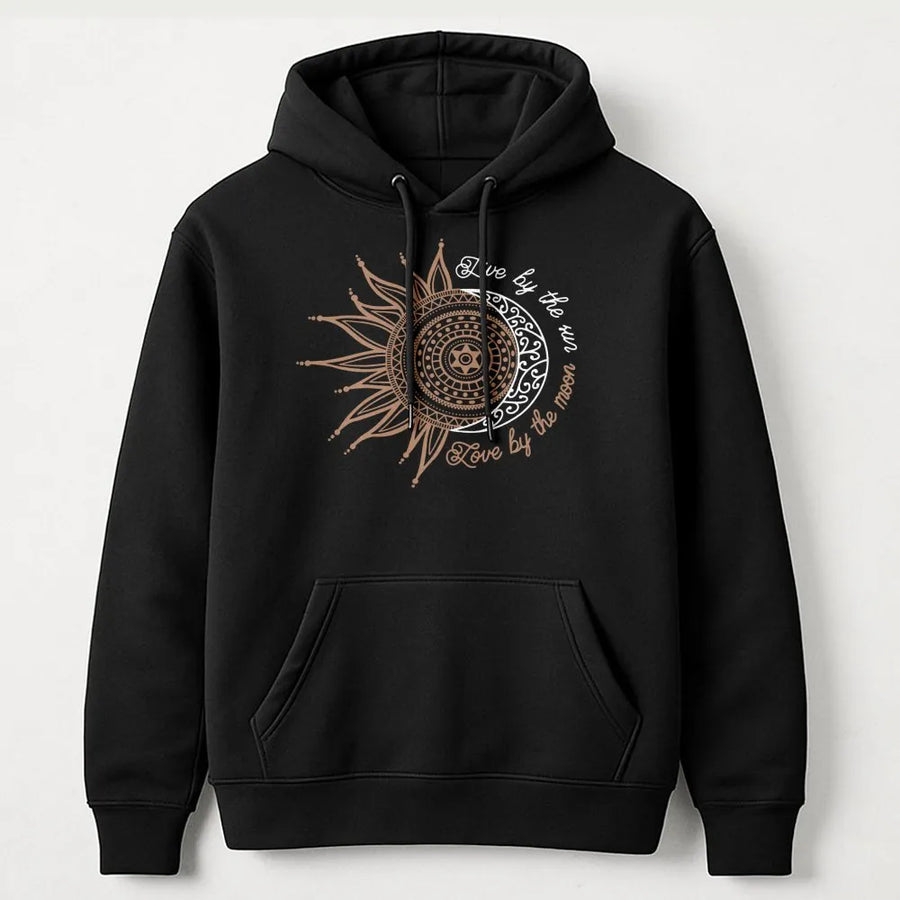 Sun and Moon Hoodie | Celestial Mandala Graphic Print | Premium Cotton Blend | Boho Aesthetic Gift for Her Spiritual Astrology Lover