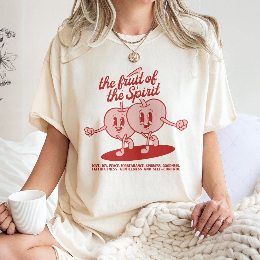 Fruit of the Spirit T-Shirt | Retro Cartoon Aesthetic Christian Design | 100% Cotton Premium Apparel | Faith-Based Gift for Men and Women