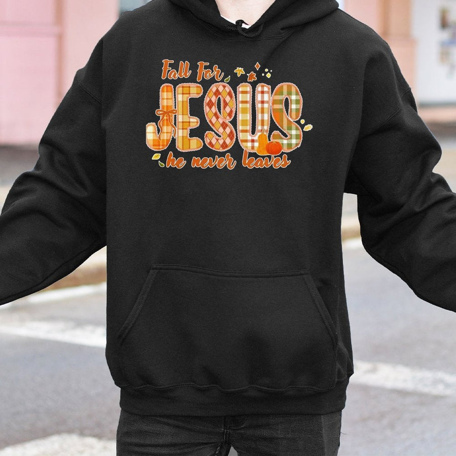 Fall For Jesus Hoodie | Christian Autumn Faith Aesthetic | Premium Cotton-Poly Blend | Religious Gift For Her & Him