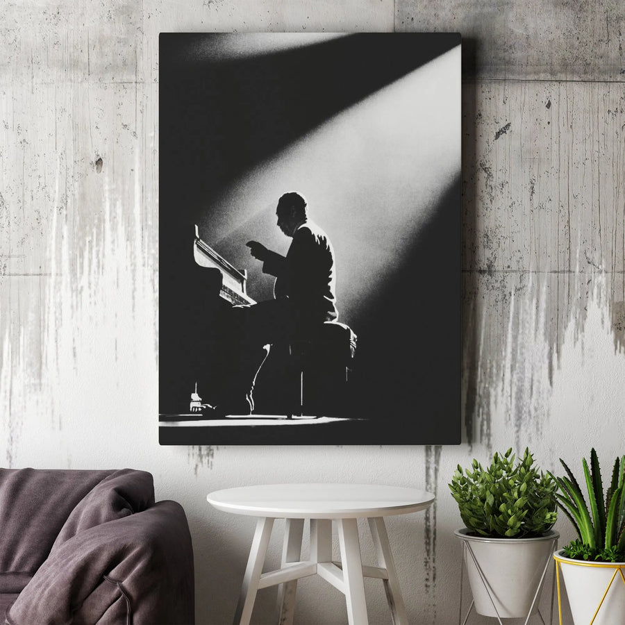 Jazz Pianist Wall Art | Black and White Music Photography | Premium 1.25-inch Canvas Print | Modern Home Decor for Musicians