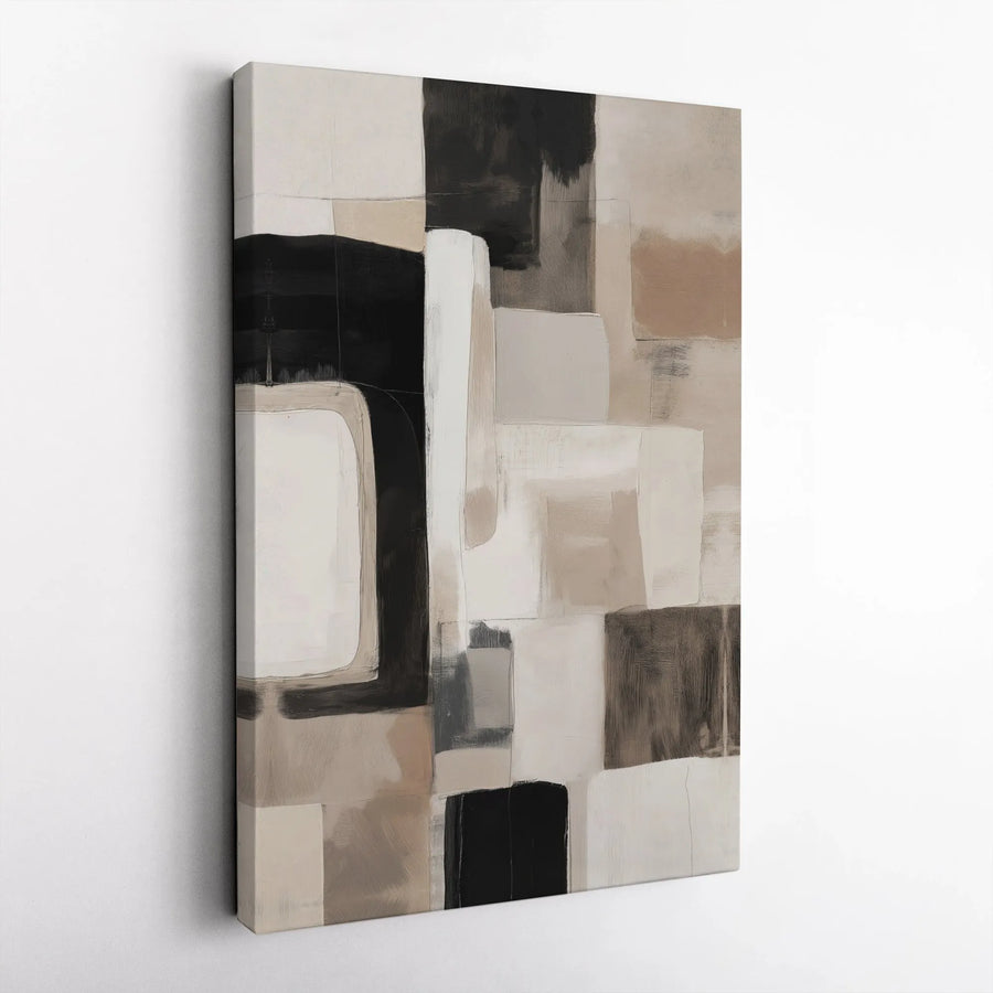 Modern Abstract Wall Art | Neutral Color Block Canvas Print | Textured Geometric Painting | Premium Home & Office Decor Gift
