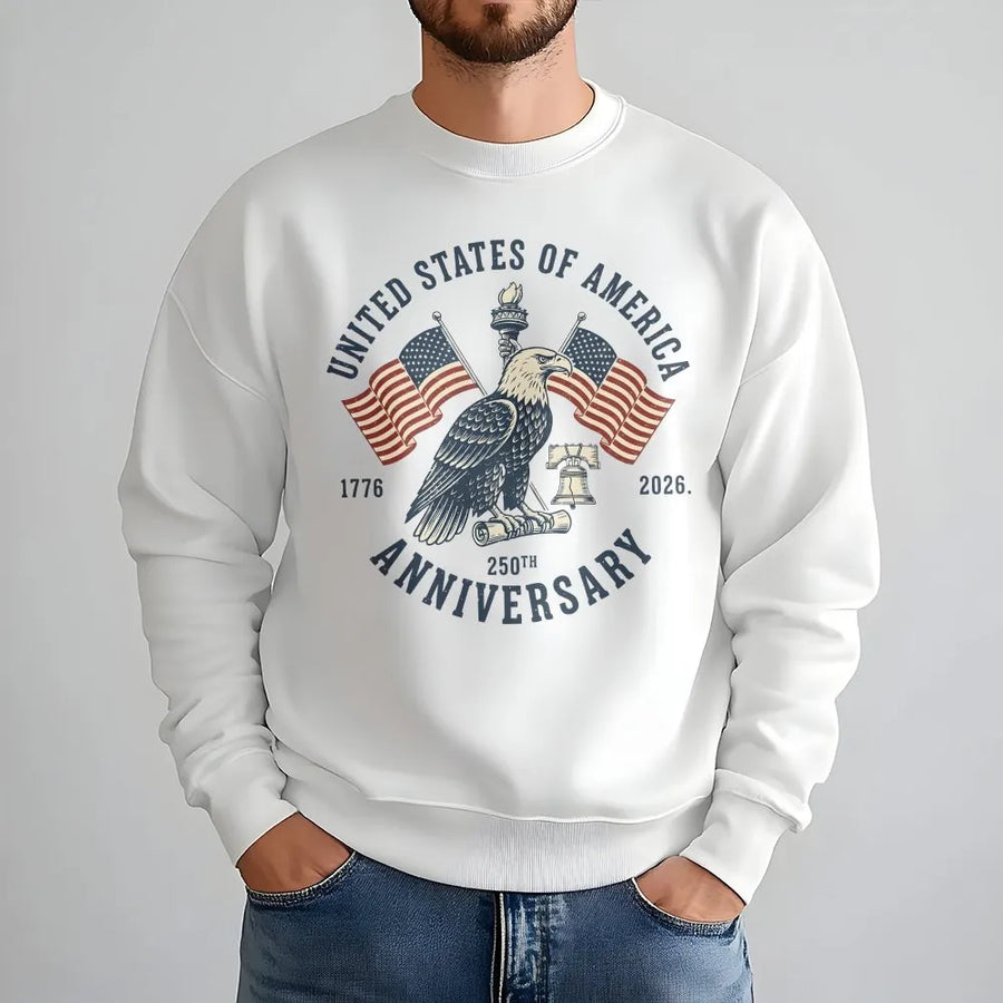 USA 250th Anniversary Sweatshirt | Vintage Patriotic Eagle 1776-2026 Graphic | Premium Cotton Blend | Commemorative 4th of July Gift for Patriots