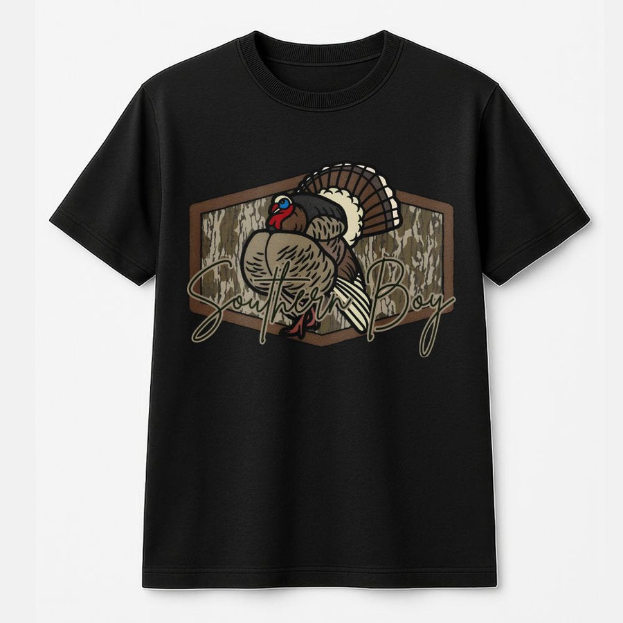 Southern Boy Turkey Hunting T-Shirt | Camo Graphic Print | 100% Premium Cotton | Outdoor Lifestyle Gift for Him