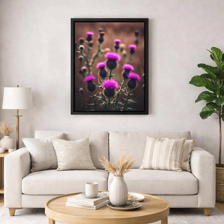Scottish Thistle Wall Art | Vibrant Purple Wildflower Nature Print | Premium 1.25-inch Gallery Canvas | Botanical Home Decor Gift for Plant Lovers