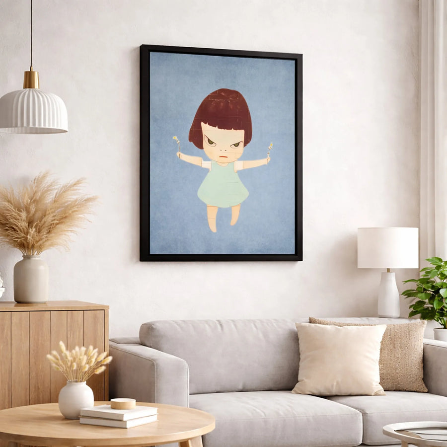 Angry Girl Canvas Wall Art | Pop Surrealism Flower Girl Print | Gallery Quality 1.25" Profile | Modern Aesthetic Home Decor Gift