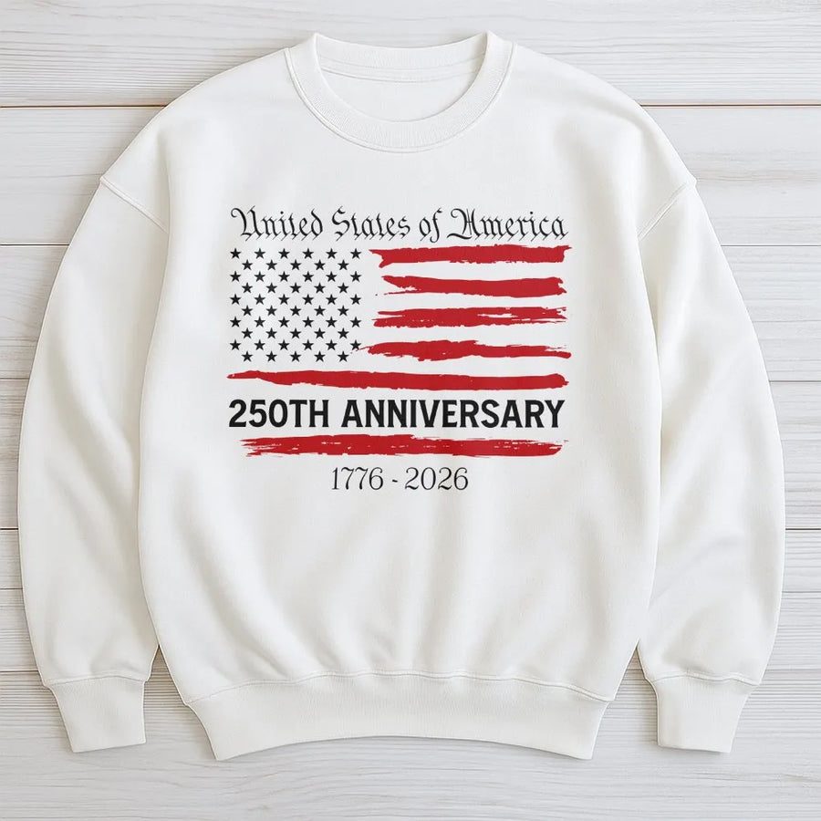 America 250th Anniversary Sweatshirt | 1776-2026 Distressed US Flag Graphic | Premium Cotton Blend Sweatshirt | Collector's Patriotic Gift for Men and Women