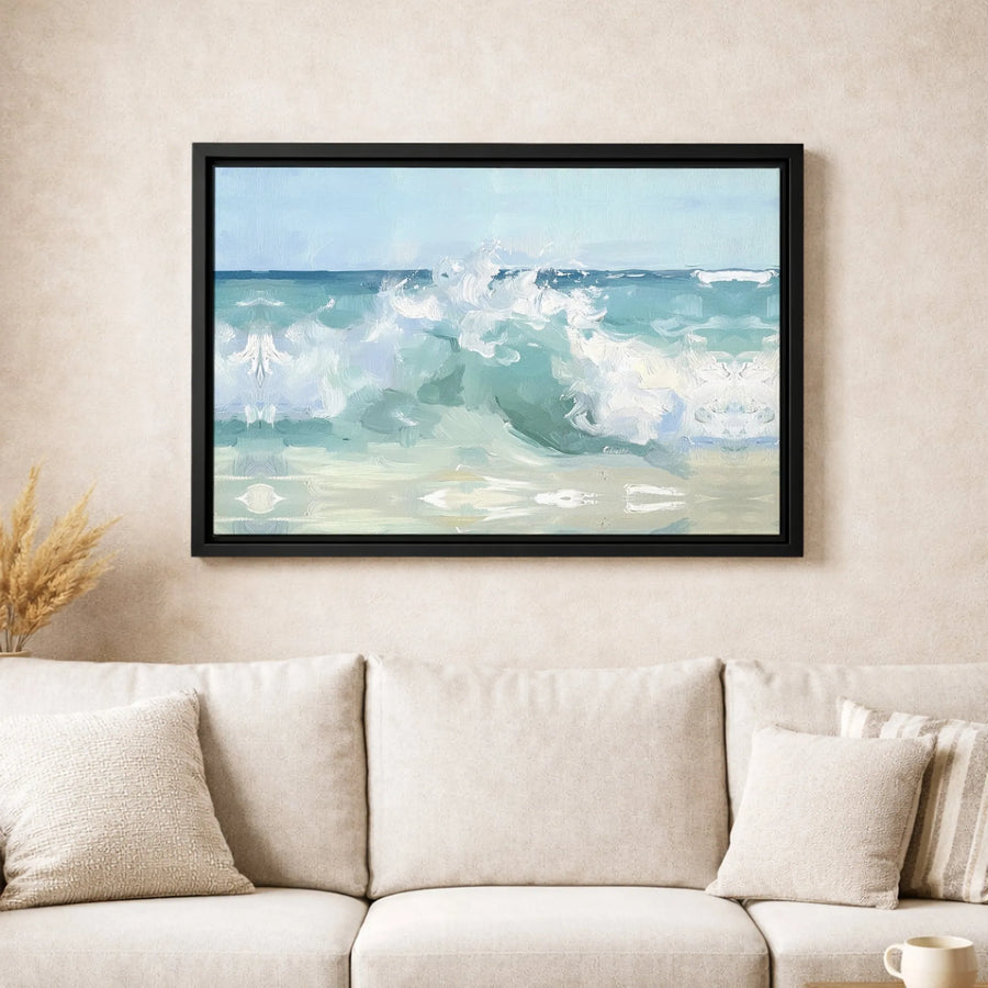 Abstract Ocean Wave Canvas Wall Art | Impressionist Seascape Painting | Premium Gallery Wrap Print | Coastal Home Decor for Living Room