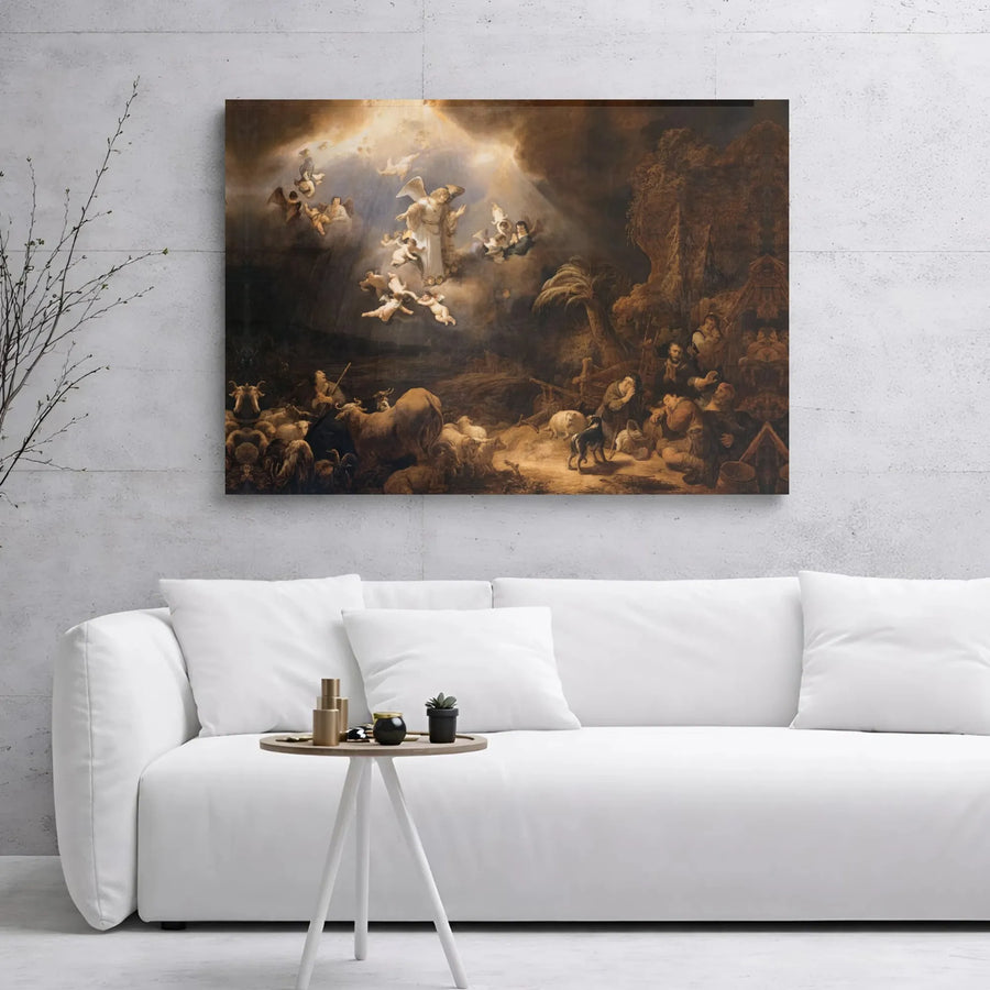 The Annunciation To The Shepherds Canvas | Govert Flinck Old Masters Fine Art | 1.25-Inch Gallery Wrap Print | Religious Home Decor Gift