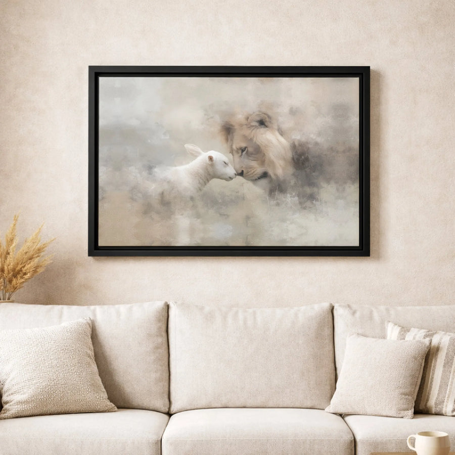 Lion and Lamb Wall Art | Christian Religious Canvas Print | Premium Gallery-Quality Decor | Inspirational Spiritual Home Gift