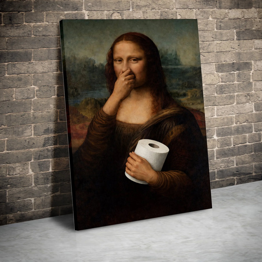 Mona Lisa Toilet Paper Canvas | Funny Bathroom Wall Art | Premium Gallery Wrapped Canvas | Modern Home Decor Gift