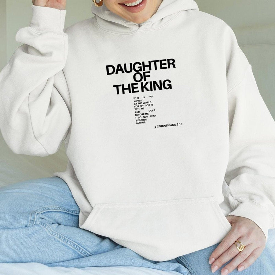 Daughter Of The King Hoodie | 2 Corinthians 6:18 Bible Verse | Premium Cotton Blend Christian Apparel | Faith Based Gift For Her