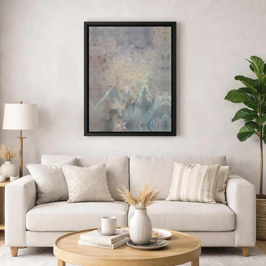 Abstract Mountain Canvas Wall Art | Muted Earth Tone Peaks Painting | 1.25" Premium Gallery Wrapped Print | Modern Minimalist Home Office Decor