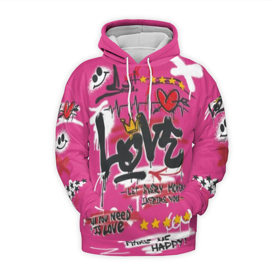 Love Graffiti 3D Hoodie | Vibrant Street Art Urban Graphic Print | Premium Brushed Fleece Lining | Unisex Streetwear Gift for Teens and Adults