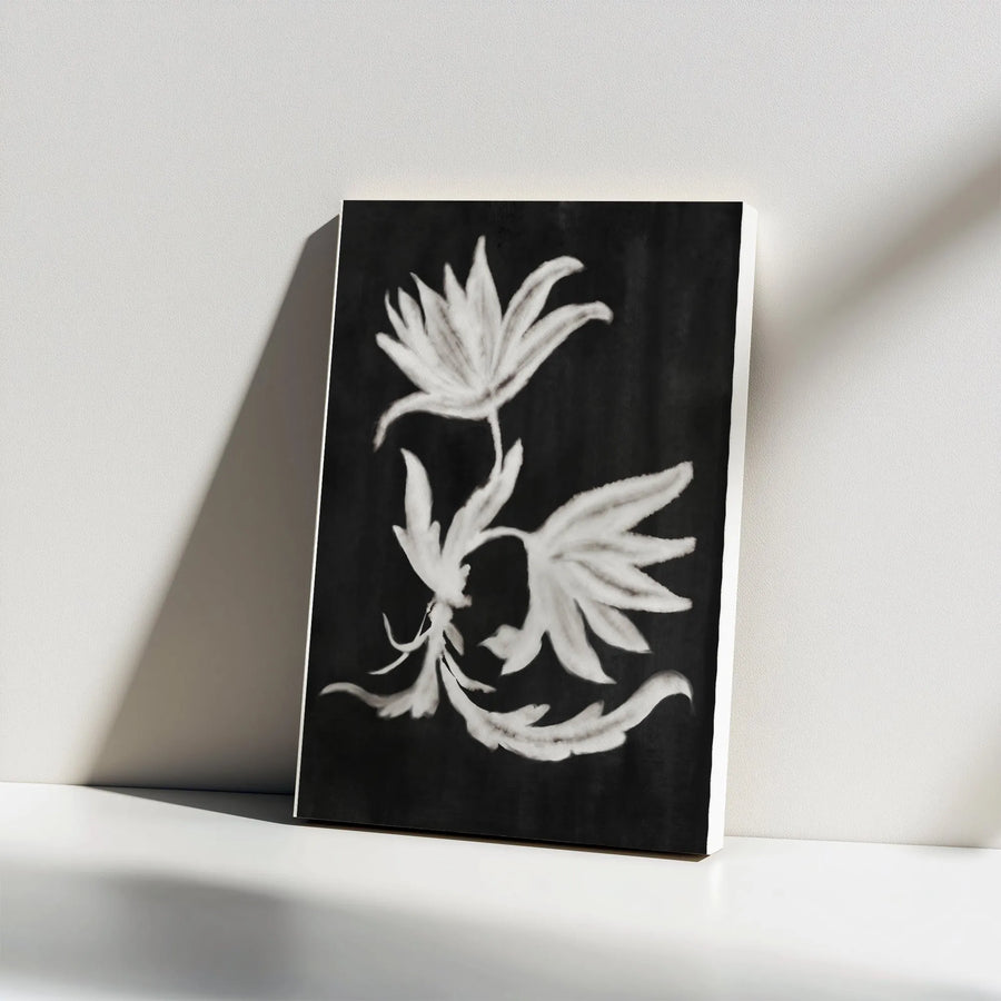 Botanical Floral Vertical Canvas | Minimalist Black and White Flower Sketch | Premium Thick Gallery Wall Art | Modern Home Decor Gift