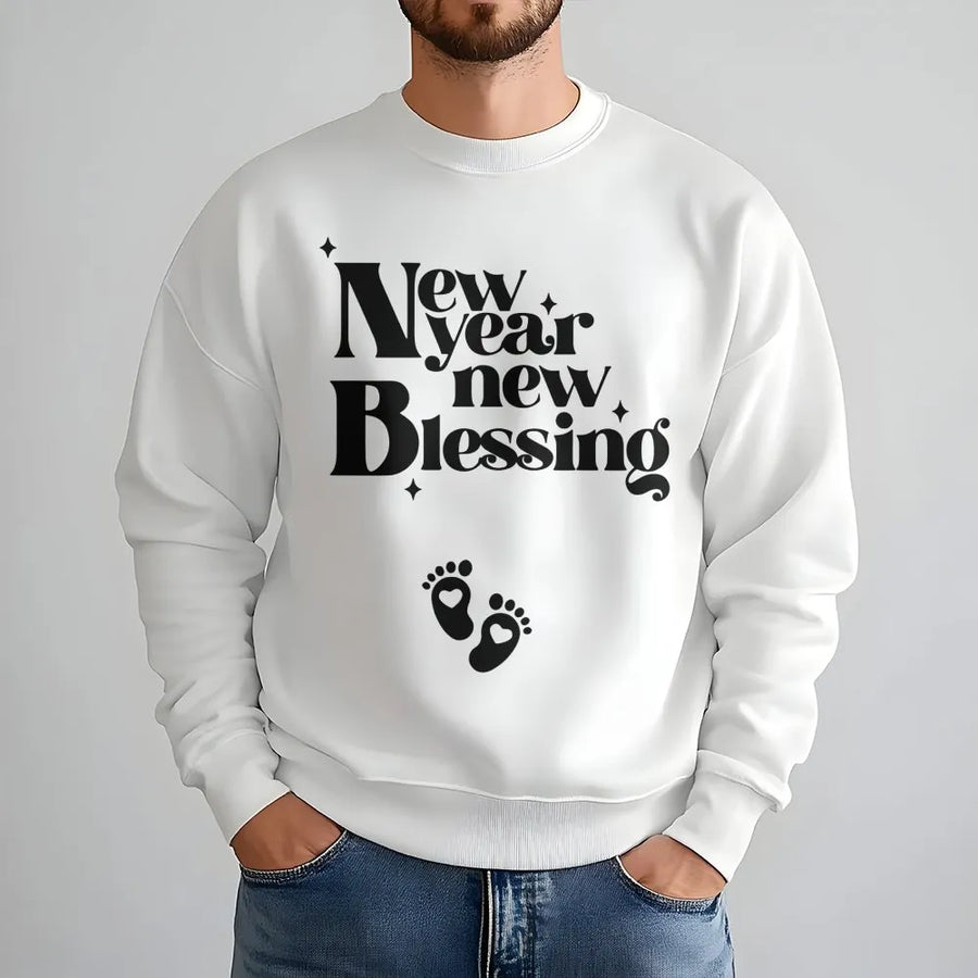 New Year New Blessing Sweatshirt | Pregnancy Announcement Baby Reveal | Premium Cotton Blend | Gift For Expecting Mom Parents