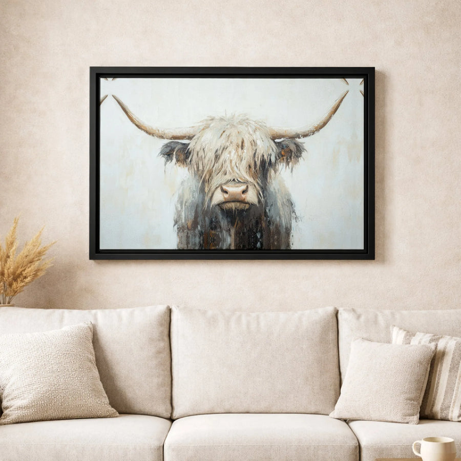 Highland Cow Wall Art Canvas | Modern Farmhouse Animal Print | Gallery Quality Fade-Resistant | Farmhouse Home Decor Gift